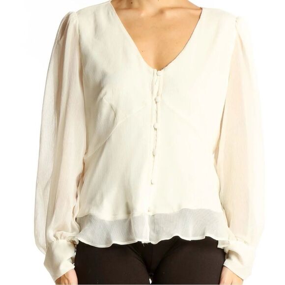 Nine West Cream Sheer Top NWT Small - Picture 1 of 6